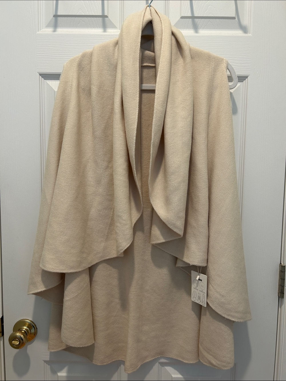 Women's Draped Open Front Sweater Cardigan - Cream